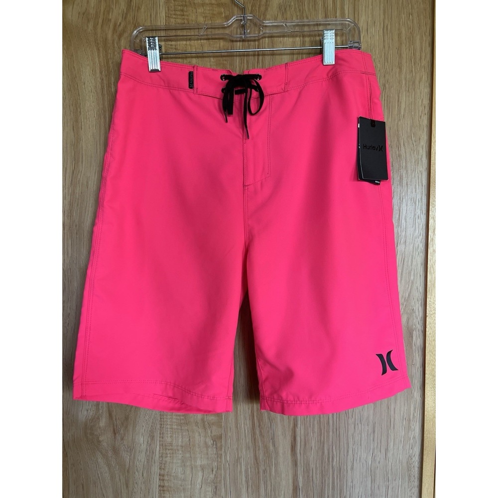 Hurley One & Only 2.0 Board Shorts Size 29 Pink Mens Neon Surf Swim Trunks 21"